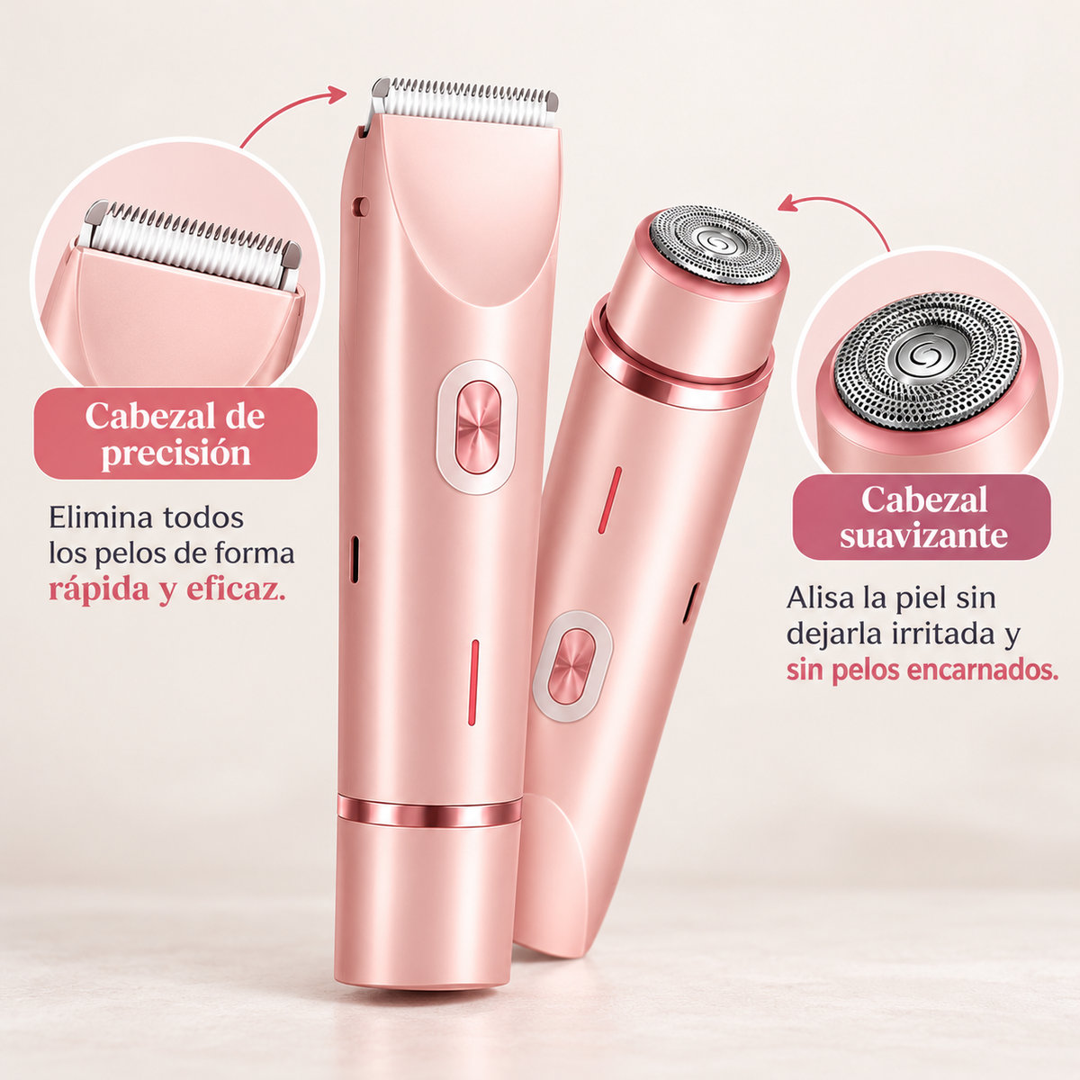 Depiladora Eléctrica para Mujer 2 en 1 Recargable – Rostro y Cuerpo